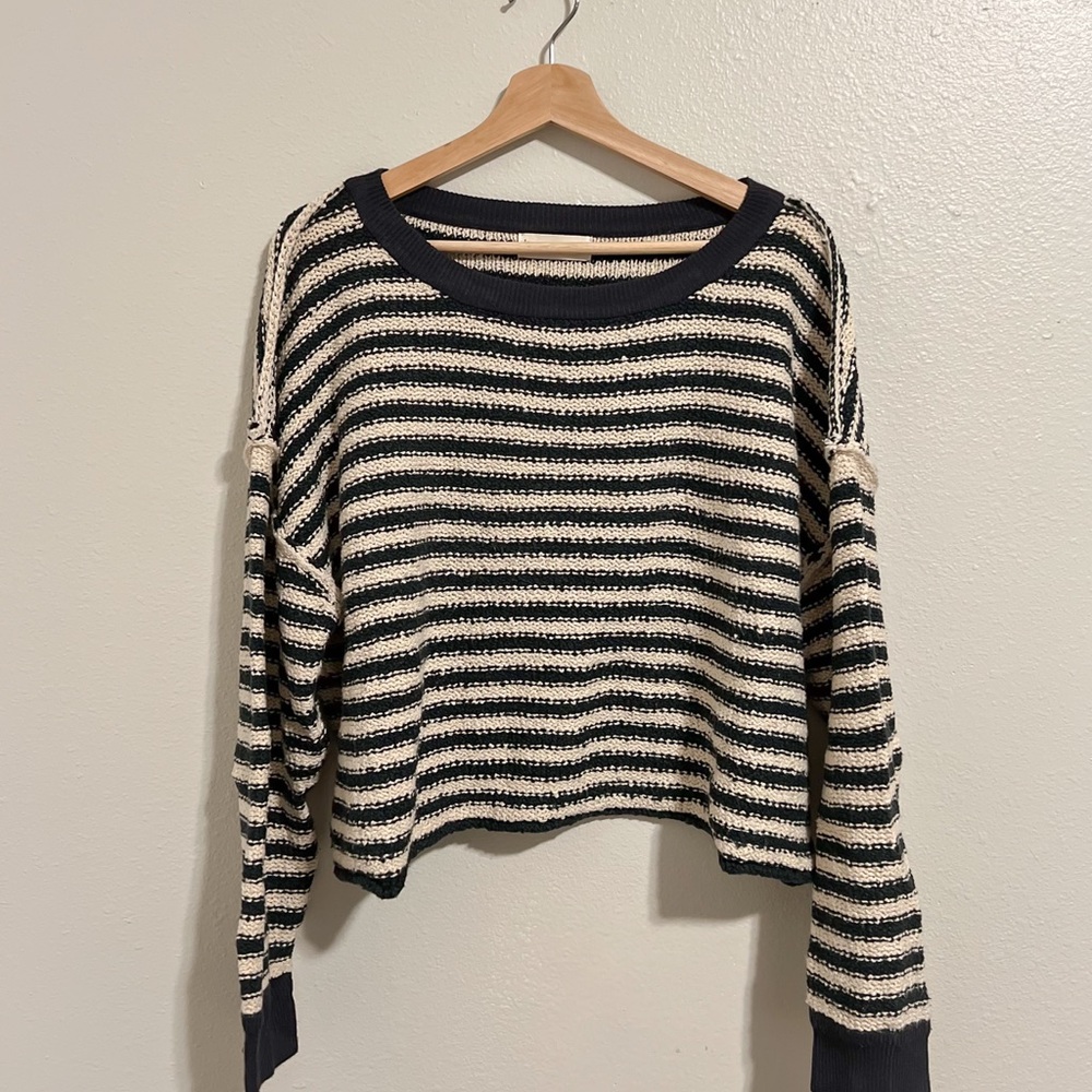 Striped Black and Cream Knit Sweater